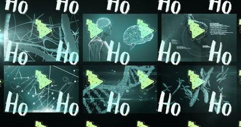 Futuristic Technology and Christmas Conceptual Collage