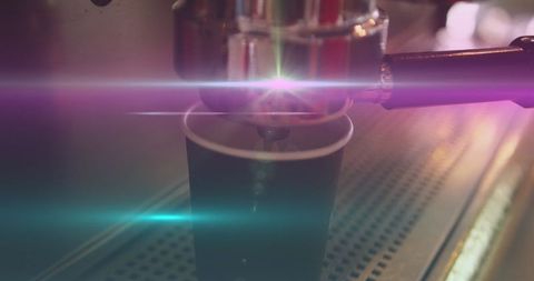 Barista Preparing Fresh Coffee with Stylized Light Spots