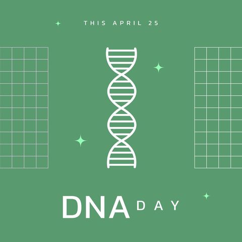 dna day celebration with dna strand on green background - Download Free Stock Templates Pikwizard.com