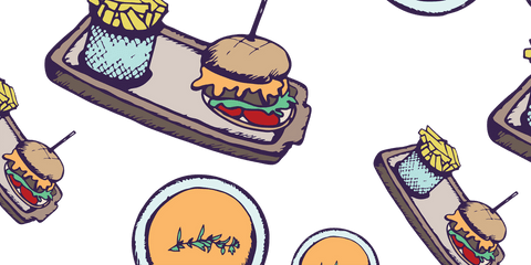 seamless vector illustration of burgers with fries on transparent background - Download Free Stock Videos Pikwizard.com