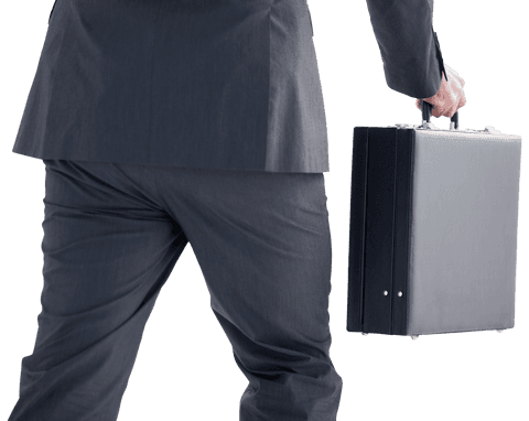 Transparent Businessman in Suit Carrying Briefcase