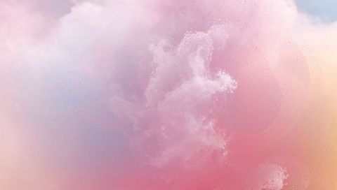 Dreamy Pastel Vapor Cloud Floating Over Soft Gradient Background with Ethereal Particles and Wisps