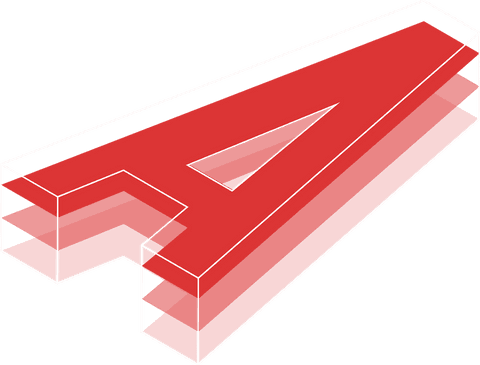 3d letter a with transparent layers in red and modern design