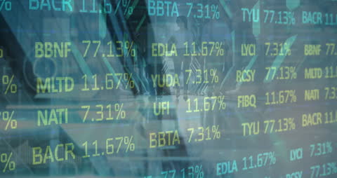 Financial Data Processing in Modern Cityscape Background