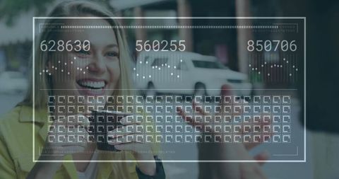 Cheerful Woman at Cafe Interacting with Friend