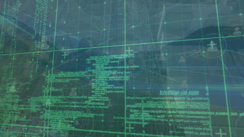 Abstract Digital Data Overlay on Urban Cityscape