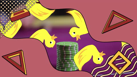 Abstract Animation with Flock of Birds over Poker Chips