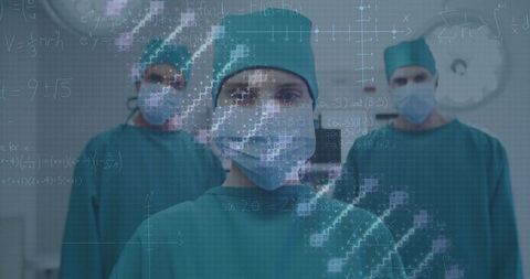 Innovative Surgery Room with DNA and Surgeons in Protective Gear