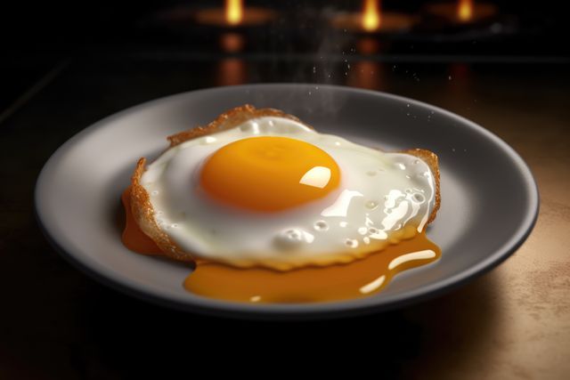 Close-up of Perfectly Fried Egg with Runny Yolk - Download Free Stock Images Pikwizard.com