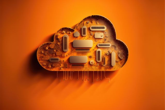 Digital orange cloud with computer circuit board, created using generative ai technology - Download Free Stock Photos Pikwizard.com