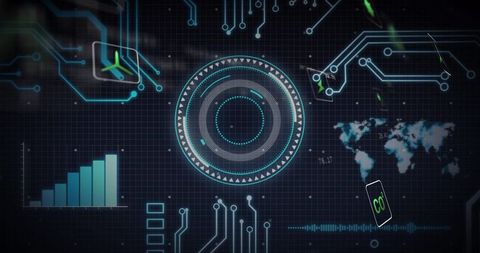 Rotating Holographic HUD Interface with Circuit Grid and Global Telemetry