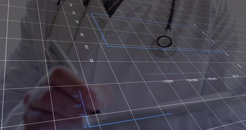 Medical Professional Analyzing Digital Financial Data Dashboard