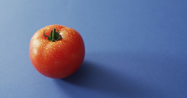 Fresh and Juicy Red Tomato on Blue Background - Download Free Stock Images Pikwizard.com