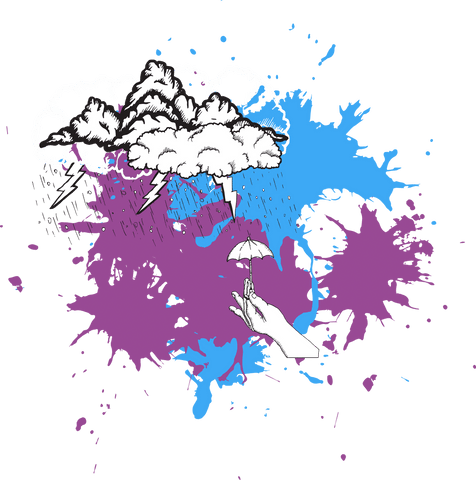 transparent illustration of cloud with lightning and umbrella-hand - Download Free Stock Videos Pikwizard.com