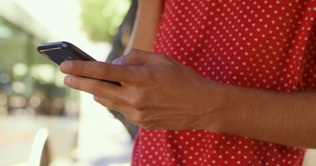 Person Using Smartphone in Urban Area, Close-up View - Download Free Stock Images Pikwizard.com