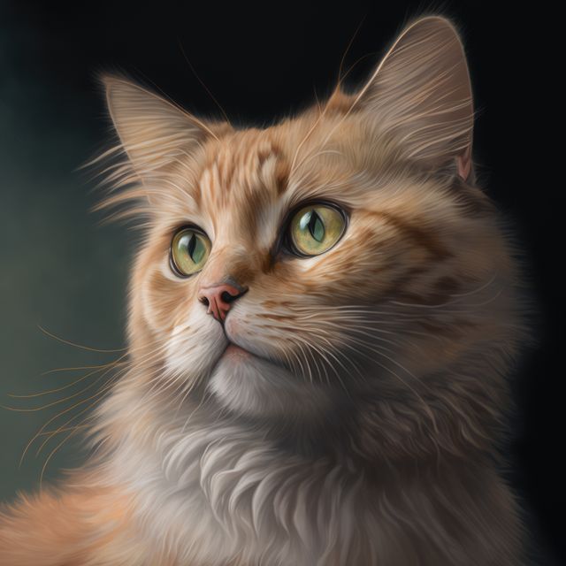 Close up of white and ginger tabby cat with green eyes, created using generative ai technology. Cat and animal concept digitally generated image.