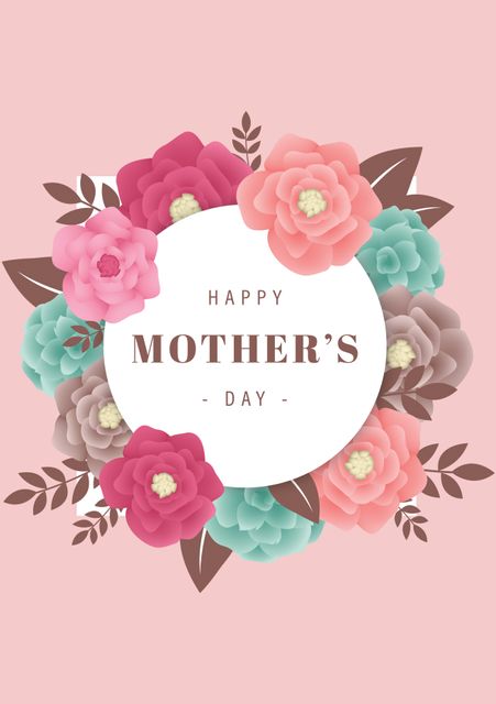 Mother's Day Card Design with Pastel Flowers and Message - Download Free Stock Templates Pikwizard.com