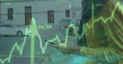 Financial data overlay on smartphone use in urban area