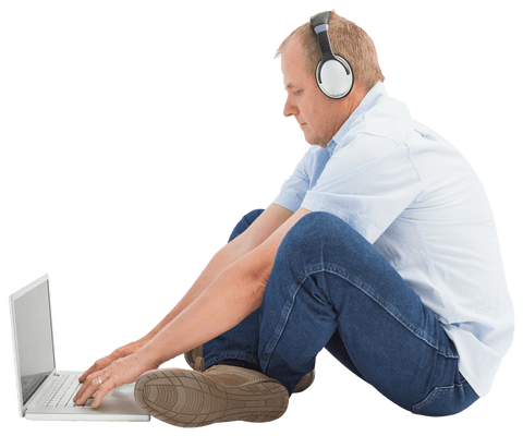 Man Engaged with Laptop on Transparent Background - Download Free Stock Videos Pikwizard.com