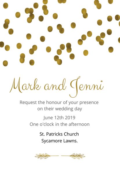 Elegant Wedding Invitation with Gold Confetti Design - Download Free Stock Templates Pikwizard.com