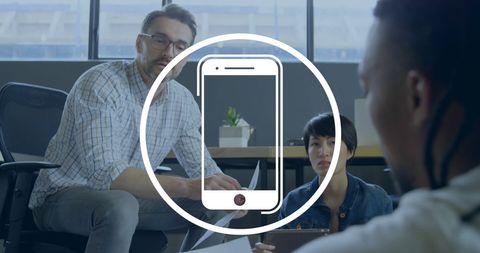 Business collaboration with digital data processing concept