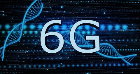 Futuristic 6g technology concept with dna strands