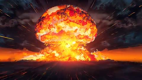 Dramatic Explosion with Glowing Mushroom Cloud at Dusk