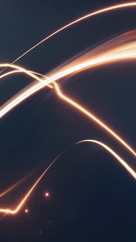 Sweeping Golden Light Arcs Racing Across Dark Canvas Vertical Motion Loop