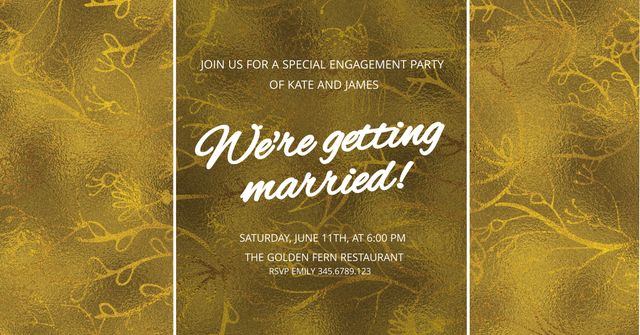 Elegant Gold Engagement Party Invitation Template with Handwritten Font - Download Free Stock Templates Pikwizard.com