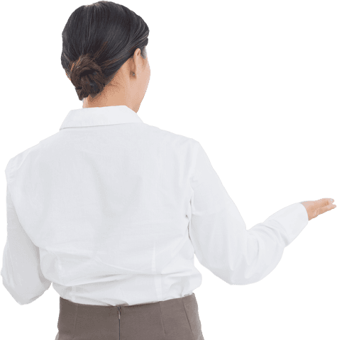 transparent rear view businesswoman presenting in white shirt - Download Free Stock Videos Pikwizard.com