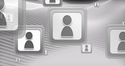 Abstract Icons Depicting Human Connection on Grey Background