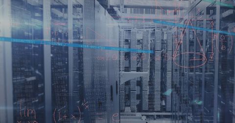 Data Processing Illustration Over Modern Server Room - Download Free Stock Images Pikwizard.com