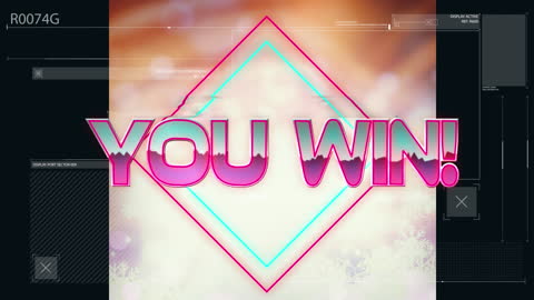 Vibrant Neon Text 'You Win' on Futuristic Interface Background