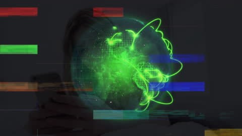 Digital Interface with Glowing Global Animation
