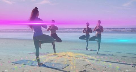 Serene Beach Yoga Session with Meditative Tree Pose