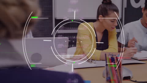 Digital Futuristic Meeting Concept with DNA Overlay