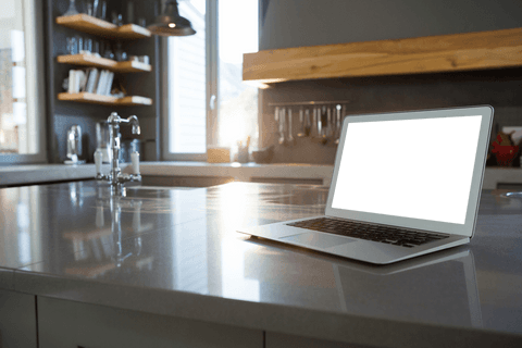 Digital Convenience Laptop on Modern Kitchen Counter Transparent Screen - Download Free Stock Videos Pikwizard.com