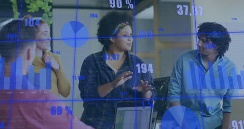 Business Team Integrating Financial Data Technology