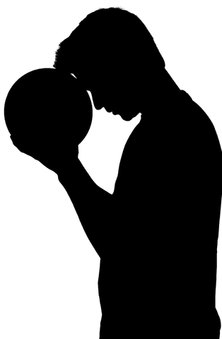 Transparent Silhouette of Footballer Holding Ball