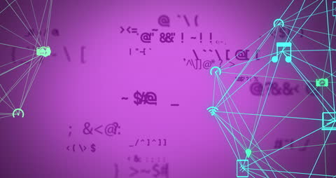 Digital Network Connects Concepts and Formulas on Pink Background