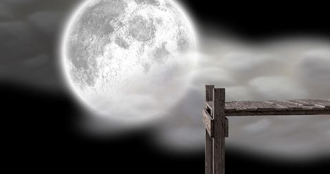 Wooden Jetty Over Full Moon and Cloudy Night Sky - Download Free Stock Images Pikwizard.com