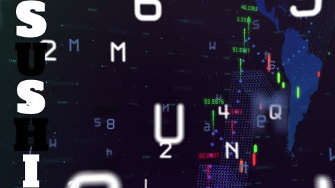 Cryptocurrency Trading Screen with Spinning Graphics