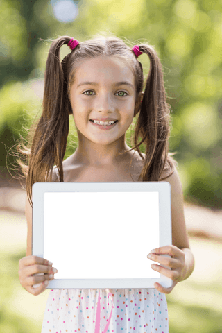 girl with transparent tablet outdoors smiling - Download Free Stock Videos Pikwizard.com