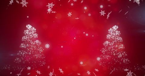Festive Snowflakes Forming Christmas Trees on Red Background - Download Free Stock Images Pikwizard.com