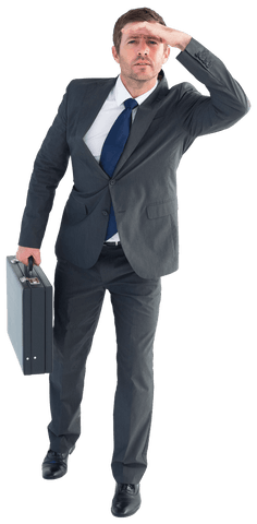 Transparent Businessman with Briefcase Looking Forward