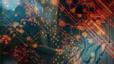 Futuristic Technology Interface with Circuit Board Overlay