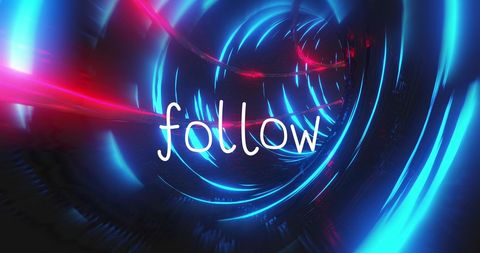 Follow Text with Neon Light Tunnel Abstract Background - Download Free Stock Images Pikwizard.com