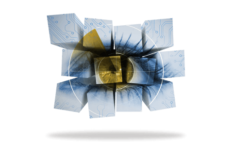 Digital Abstract Eye Composed of Connected Technological Cubes Transparency - Download Free Stock Videos Pikwizard.com