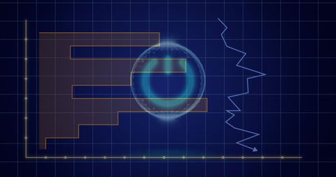 Futuristic Power Button Overlay with Financial Data Graphs - Download Free Stock Images Pikwizard.com