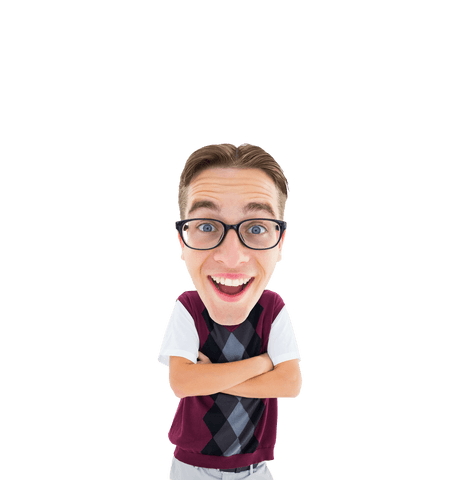 happy caucasian man cartoon arms folded transparent background lifestyle - Download Free Stock Videos Pikwizard.com